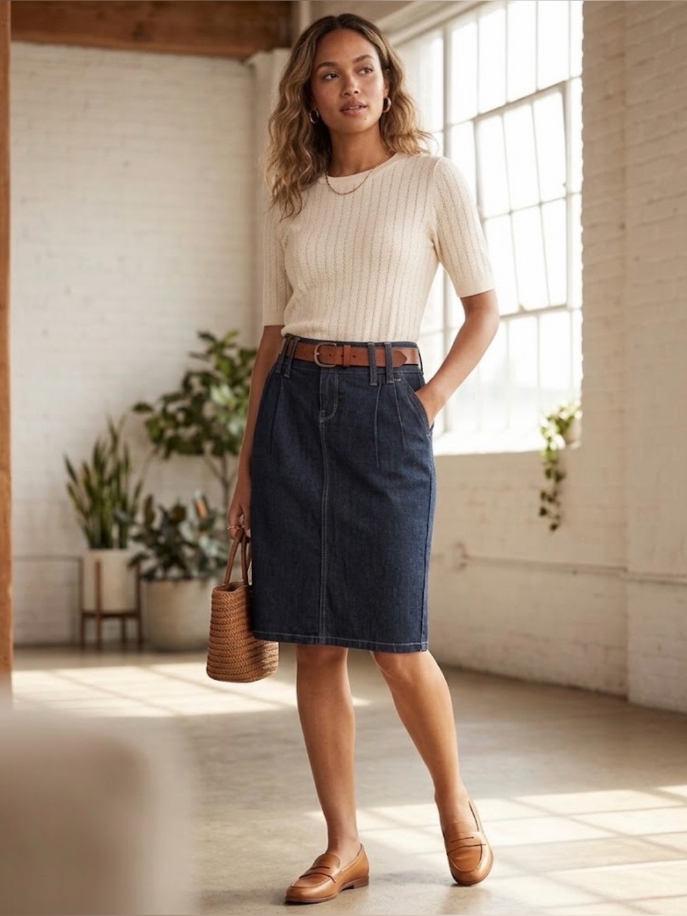 Banana Republic Dark Blue Denim Pencil Skirt